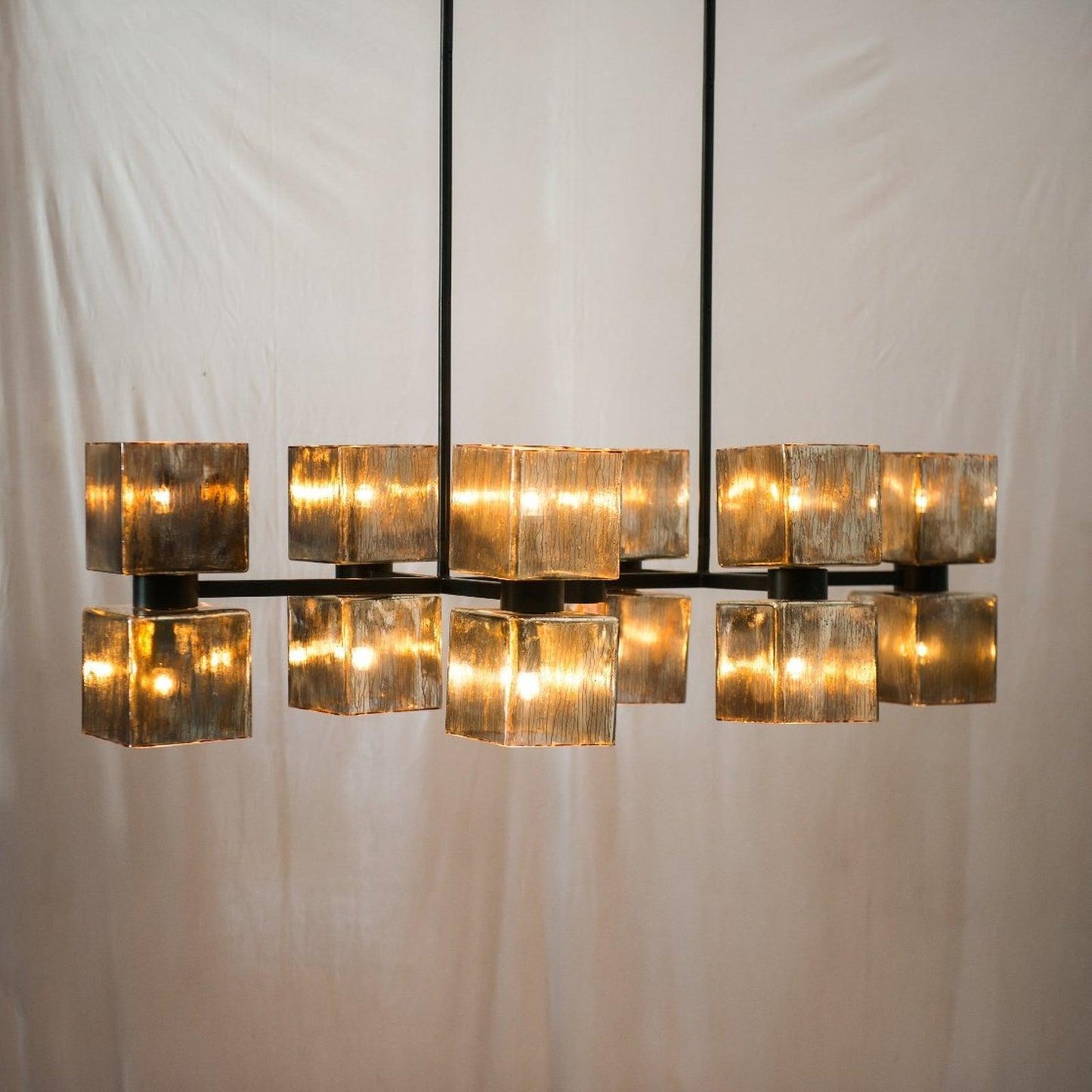 Adjustable Metallic Glass Linear Chandelier
