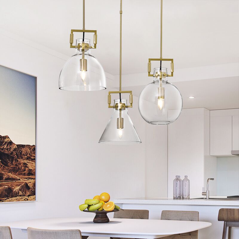 Nordic Iron and Glass Chandelier