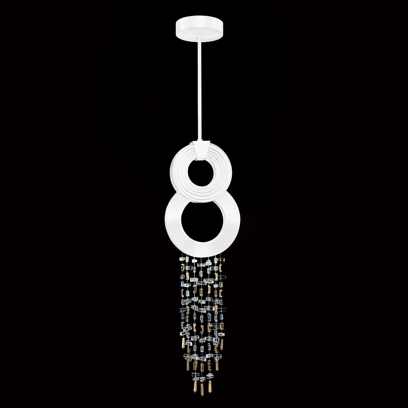 10.5-Inch Crystal Strand LED Pendant / White Gloss