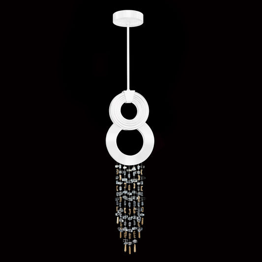 10.5-Inch Crystal Strand LED Pendant / White Gloss