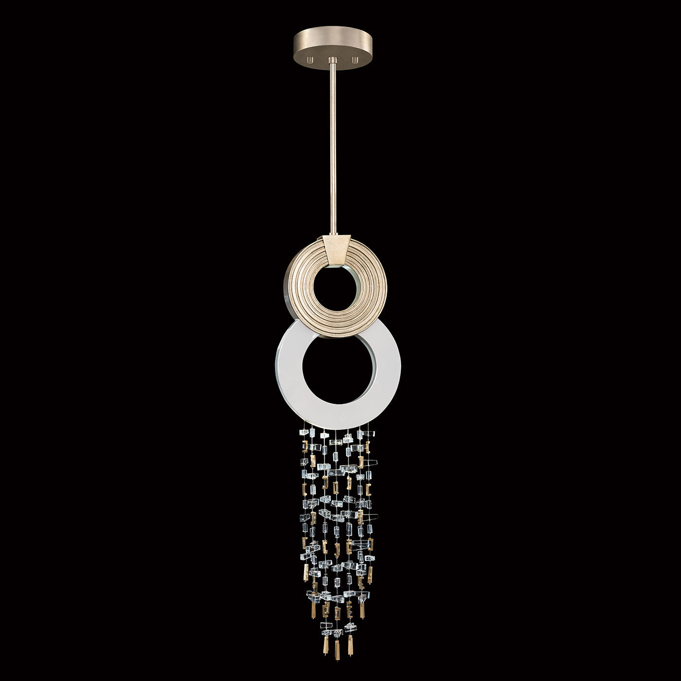 10.5-Inch Crystal Strand LED Pendant / Soft Gold Leaf/White Gloss