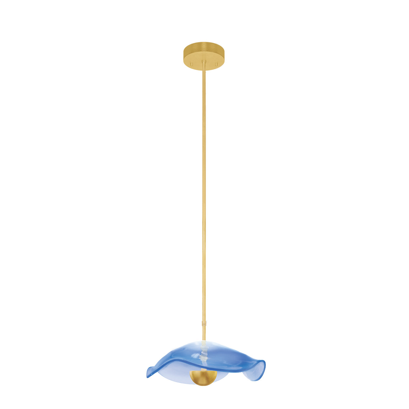 12-Inch Sculpted Glass Pendant Light / Gold Leaf/Blue