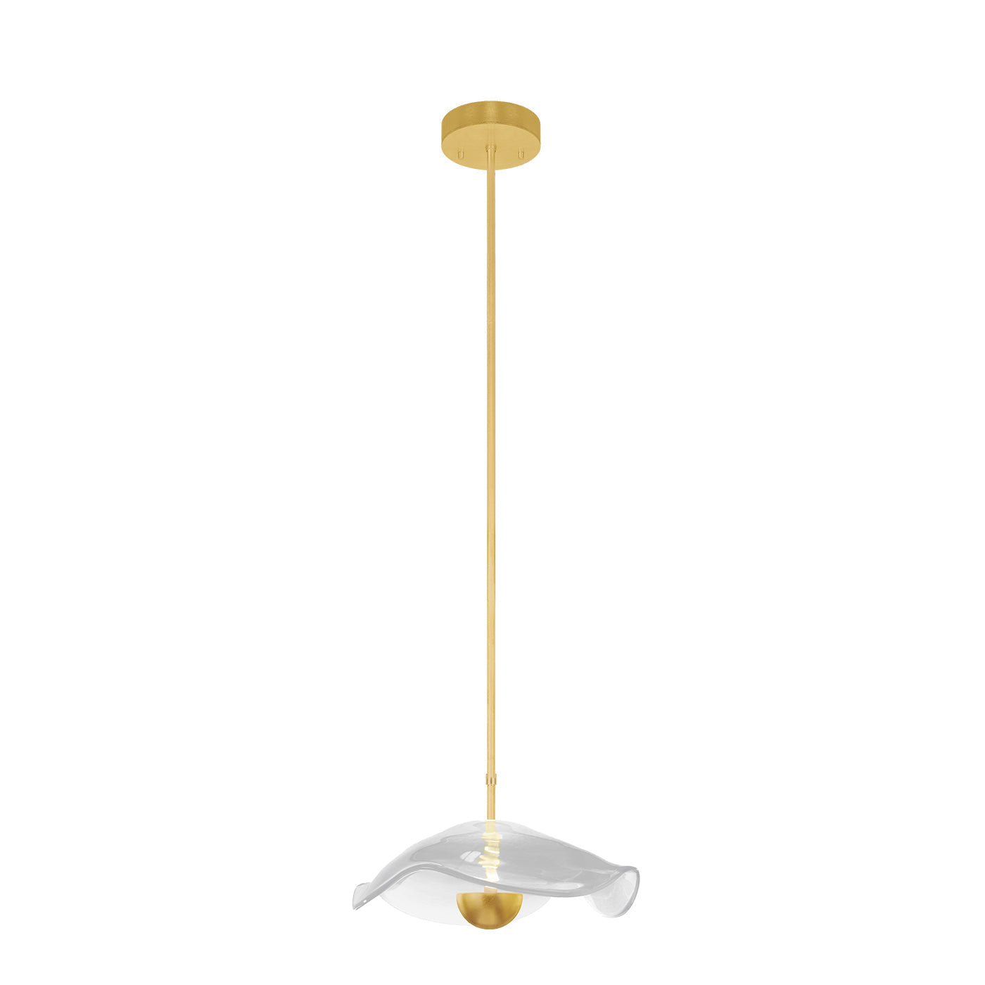 12-Inch Sculpted Glass Pendant Light / Gold Leaf/Clear