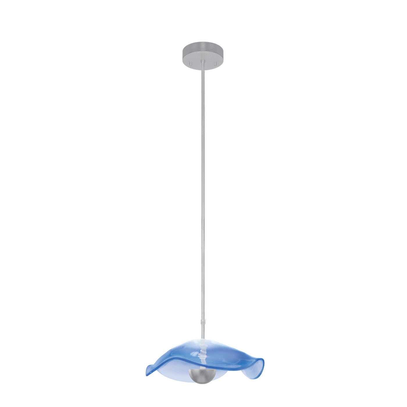 12-Inch Sculpted Glass Pendant Light / Silver Leaf/Blue