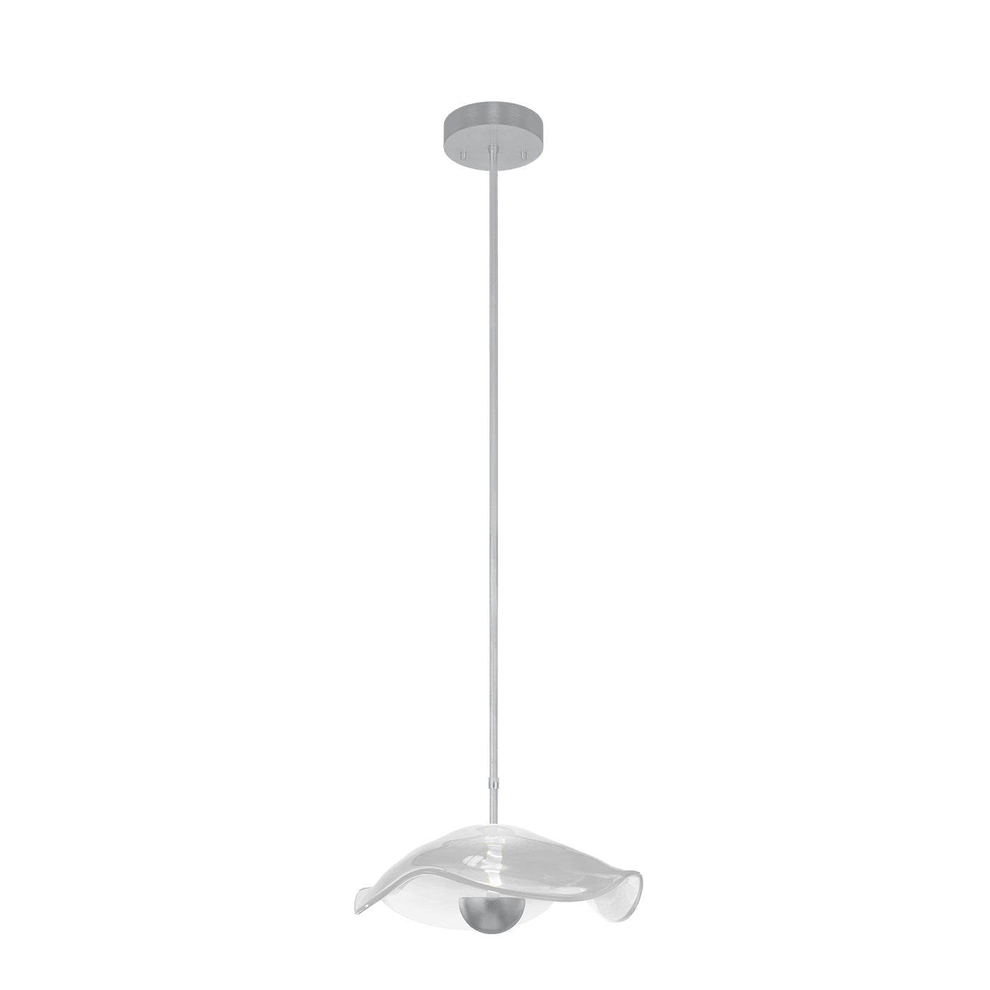 12-Inch Sculpted Glass Pendant Light / Silver Leaf/Clear