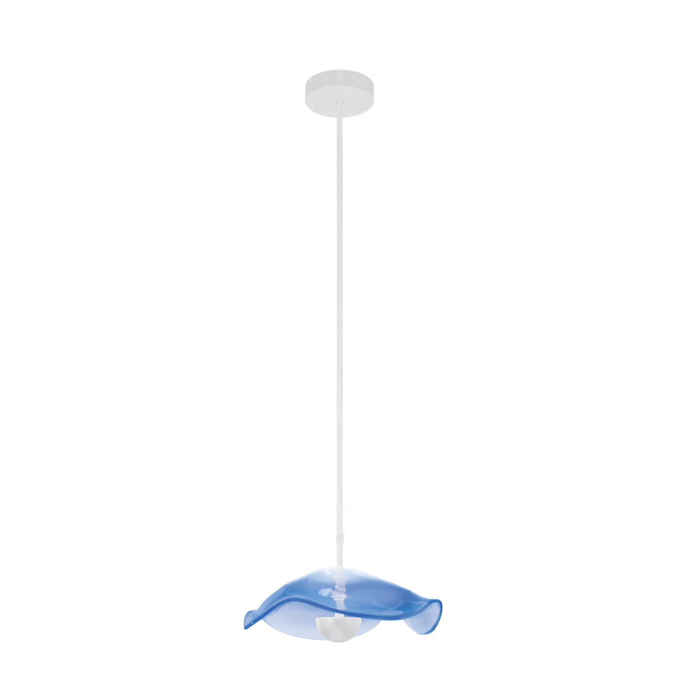 12-Inch Sculpted Glass Pendant Light / White/Blue