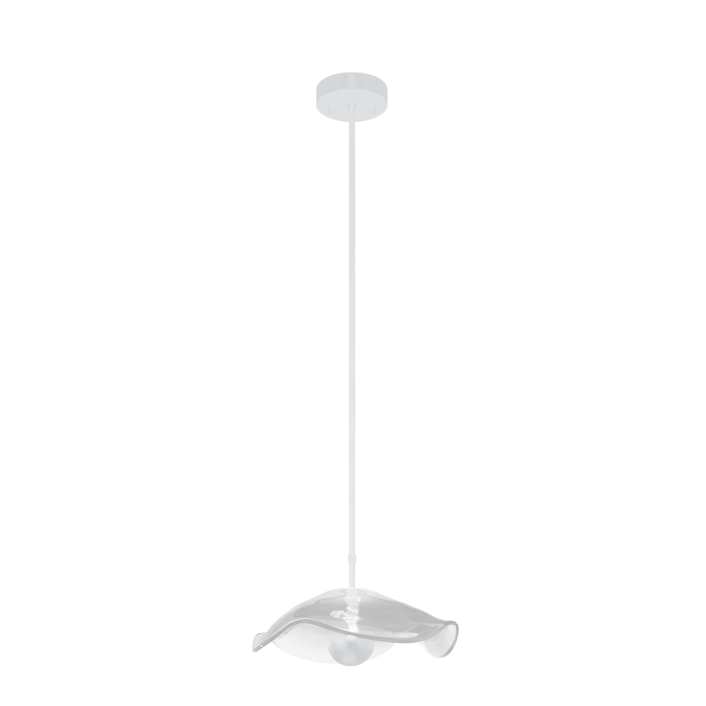 12-Inch Sculpted Glass Pendant Light / White/Clear