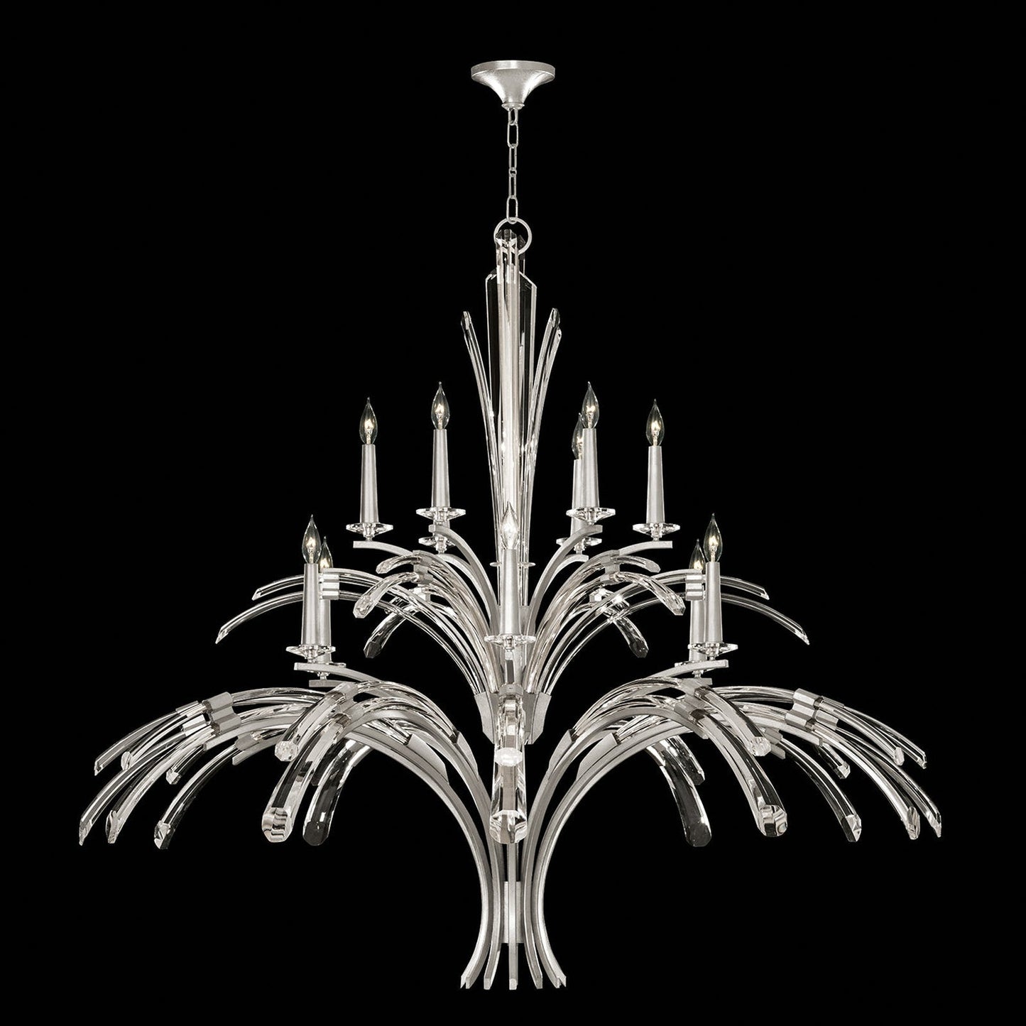 12-Light Curved Crystal Chandelier / Silver