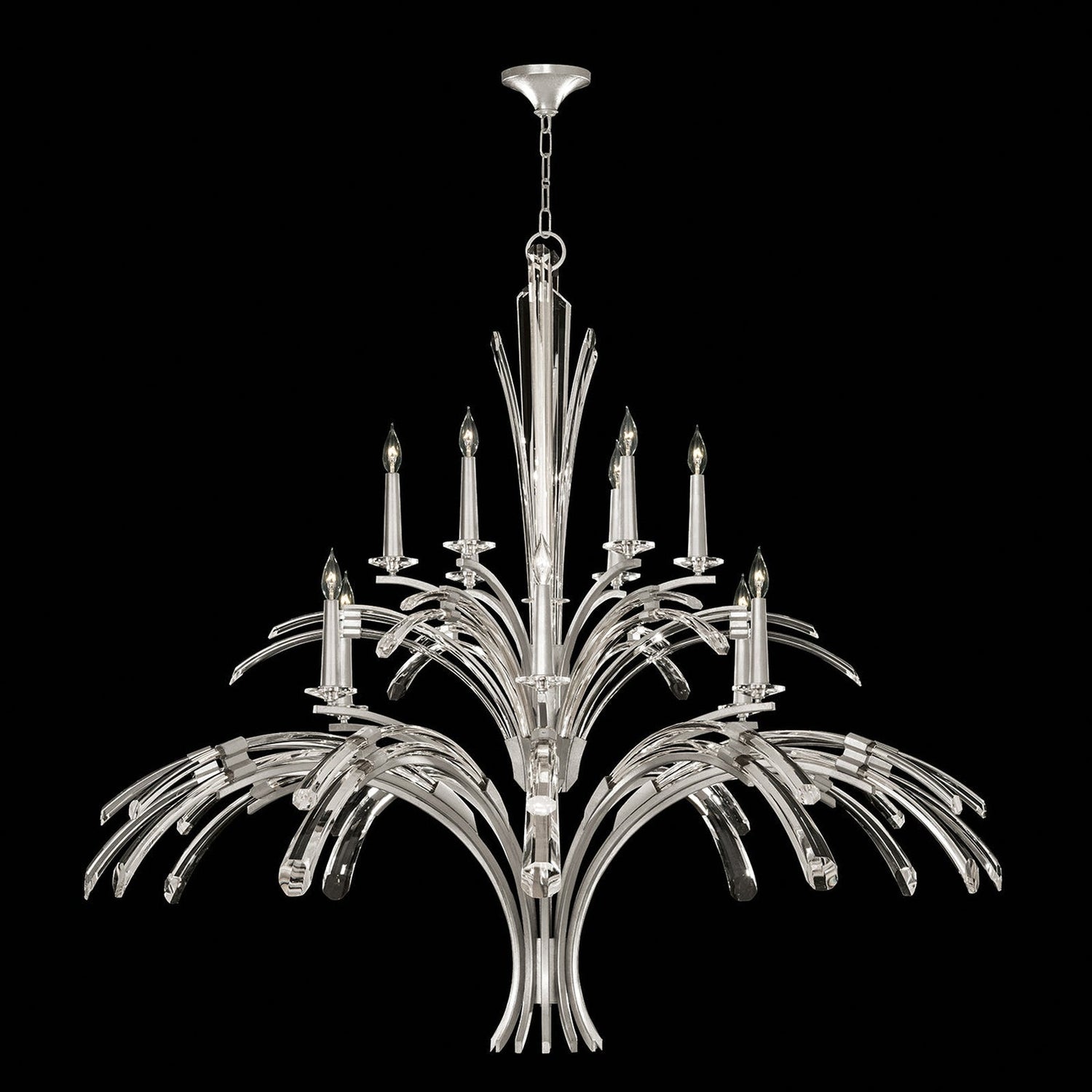 12-Light Curved Crystal Chandelier / Silver