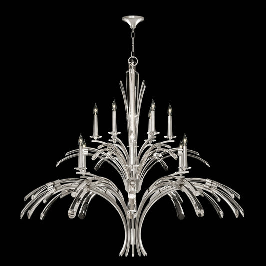 12-Light Curved Crystal Chandelier / Silver