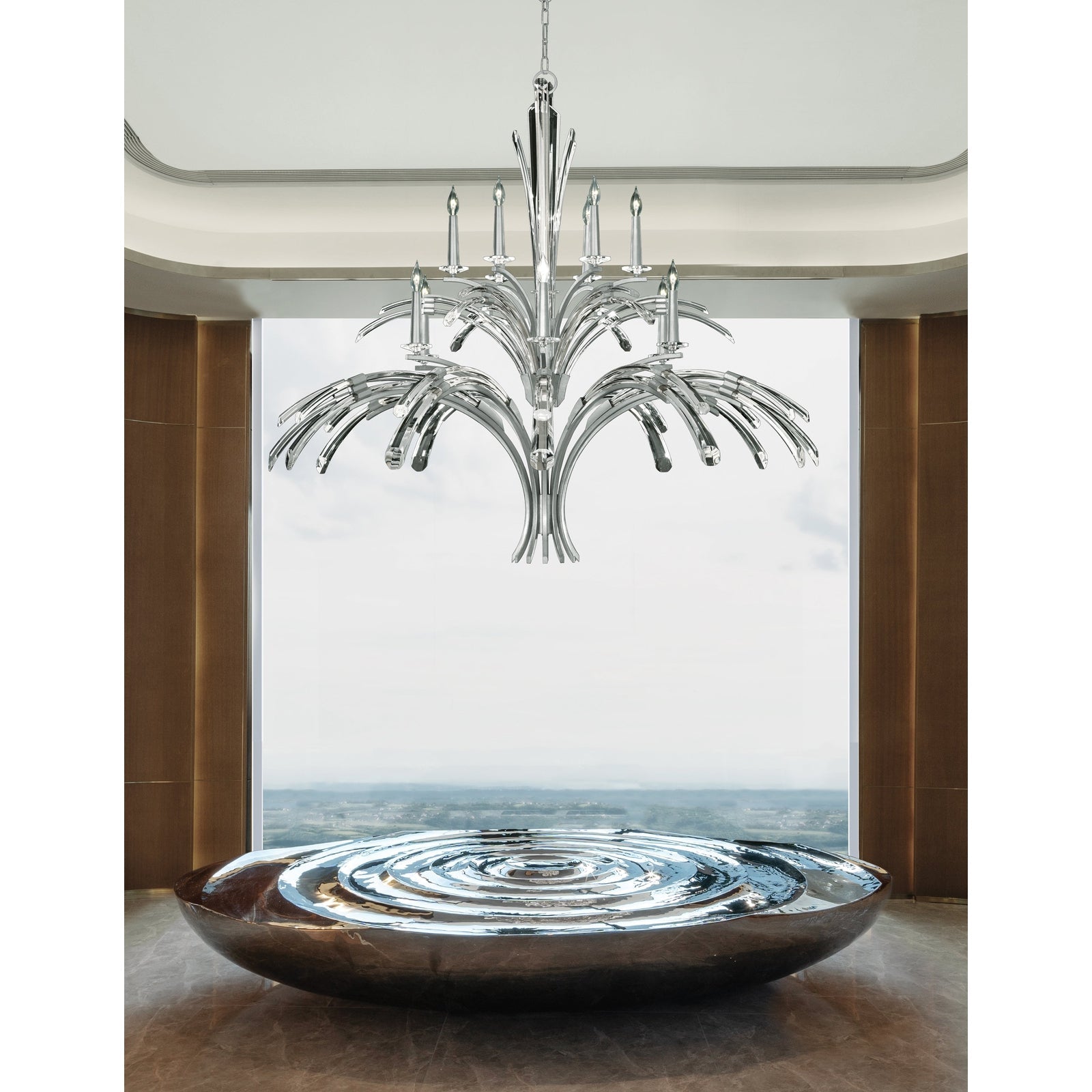 12-Light Curved Crystal Chandelier / Gold