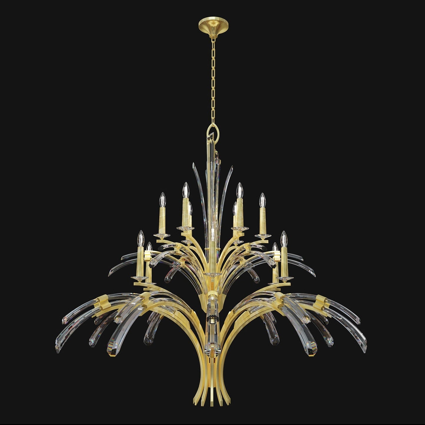 12-Light Curved Crystal Chandelier / Bronze
