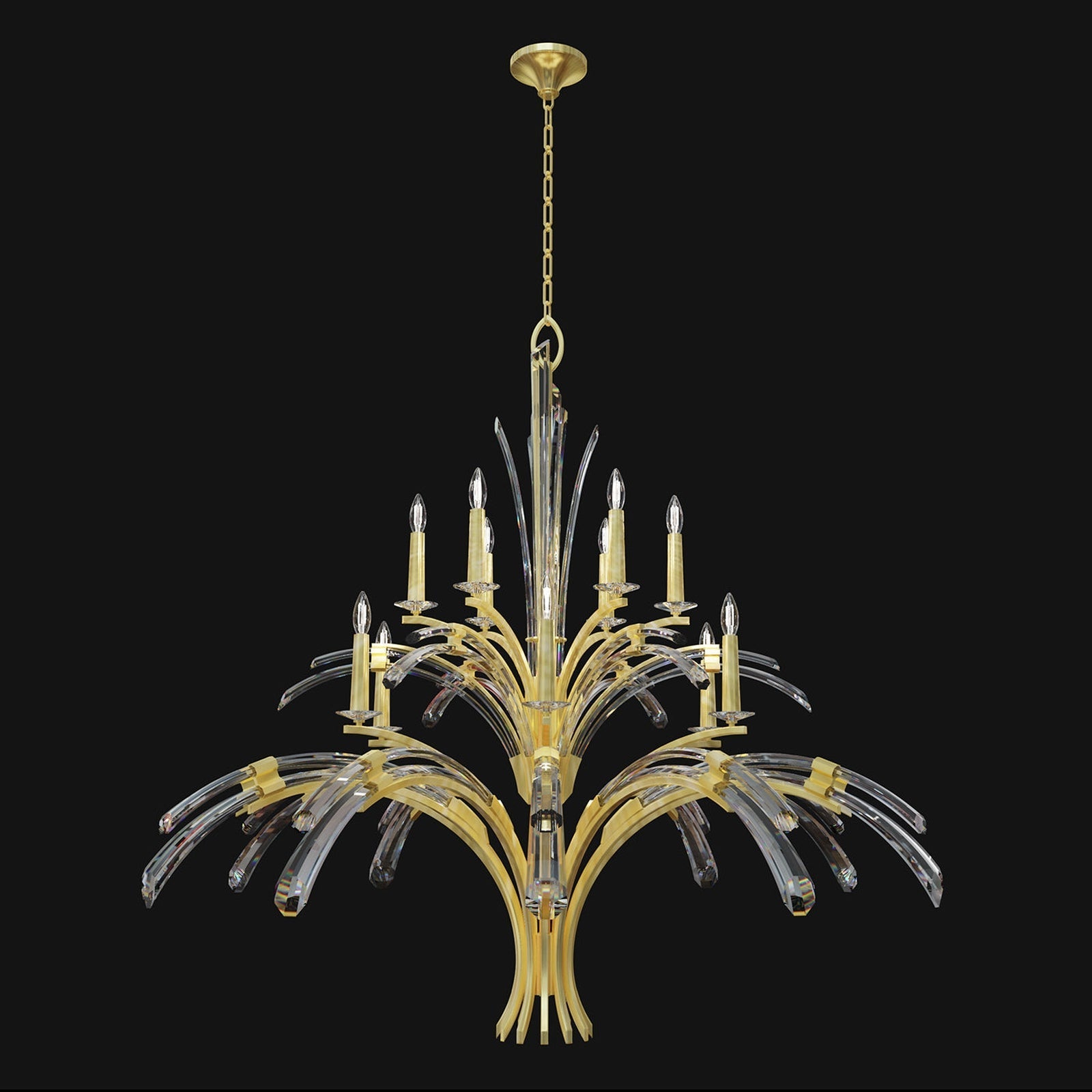 12-Light Curved Crystal Chandelier / Bronze