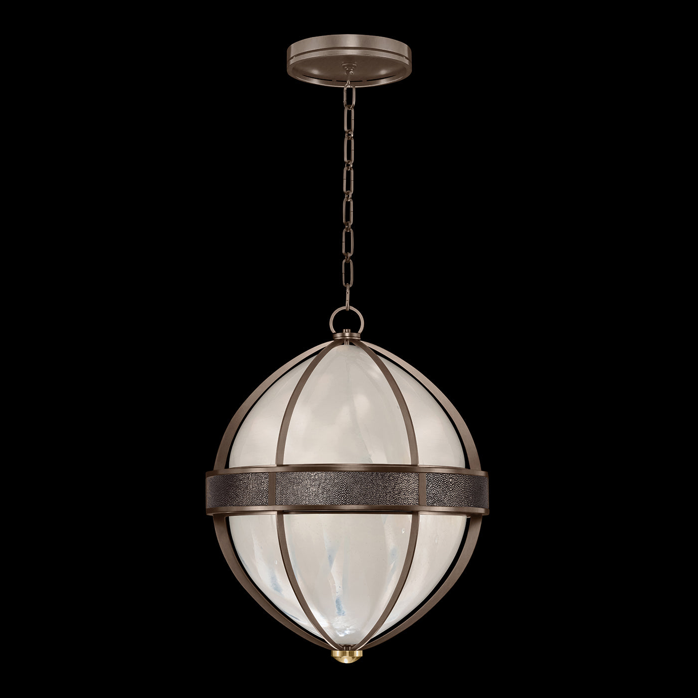 18.75-Inch Swirled Glass Pendant Light / Bronze / Brass / Pebble