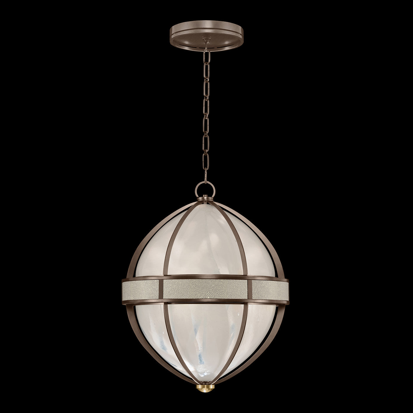 18.75-Inch Swirled Glass Pendant Light / Bronze / Brass / Coco