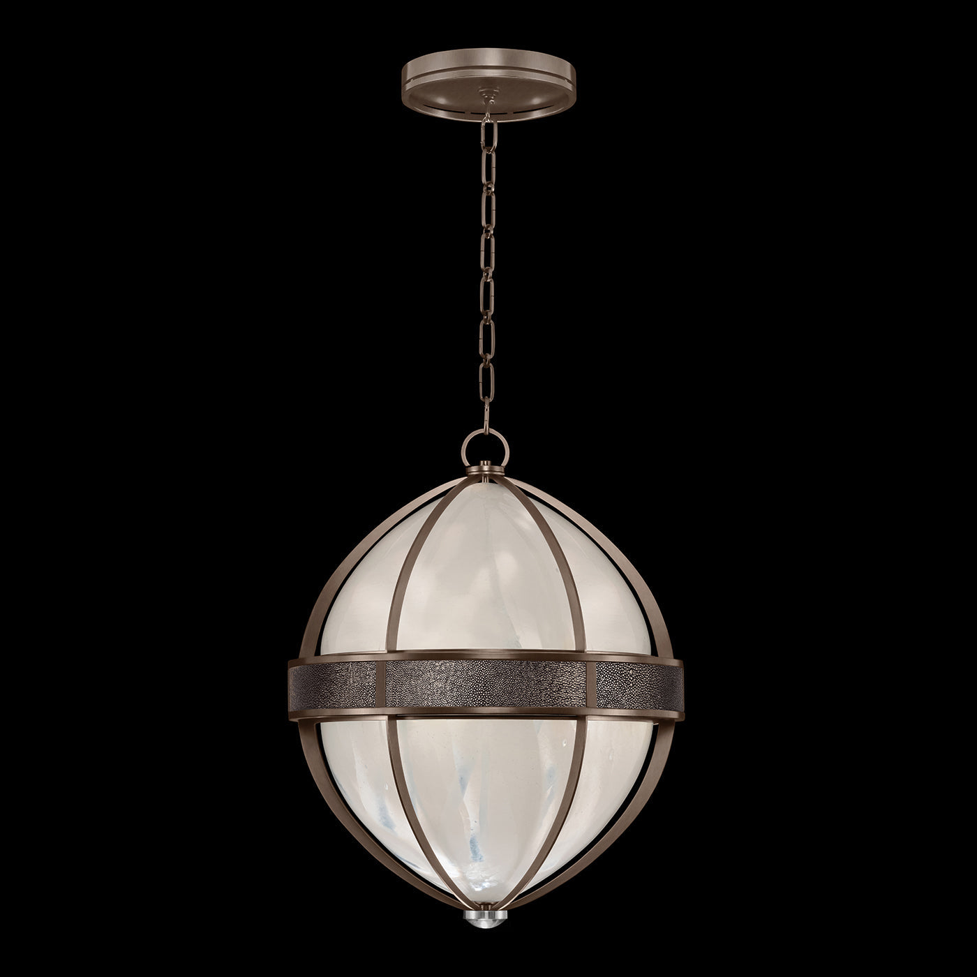 18.75-Inch Swirled Glass Pendant Light / Bronze / Nickel / Pebble