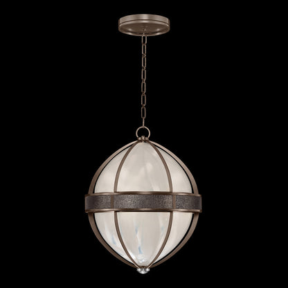 18.75-Inch Swirled Glass Pendant Light / Bronze / Nickel / Pebble