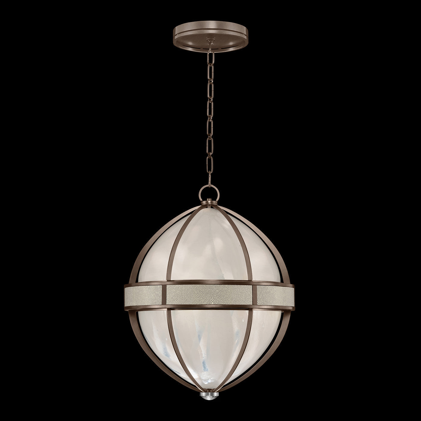18.75-Inch Swirled Glass Pendant Light / Bronze / Nickel / Coco
