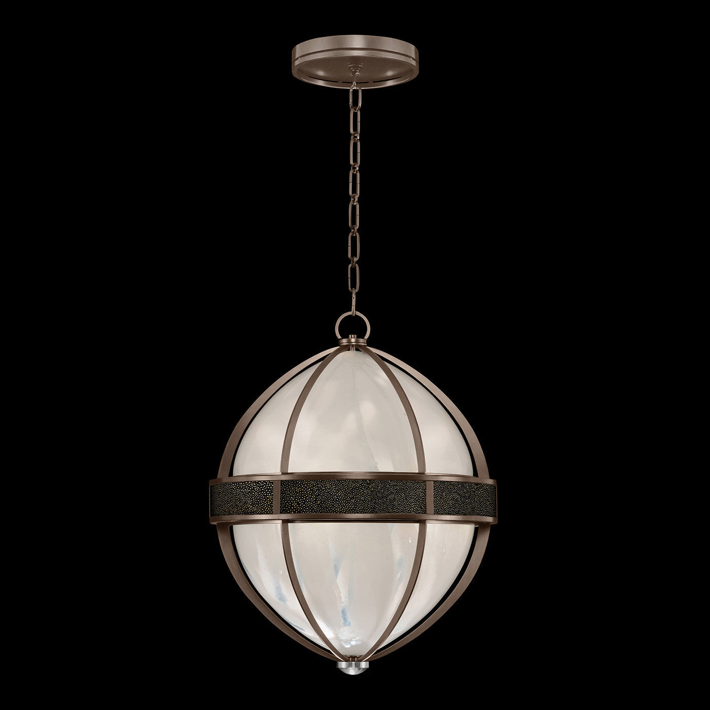 18.75-Inch Swirled Glass Pendant Light / Bronze / Nickel / Black Knight