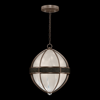 18.75-Inch Swirled Glass Pendant Light / Bronze / Nickel / Black Knight