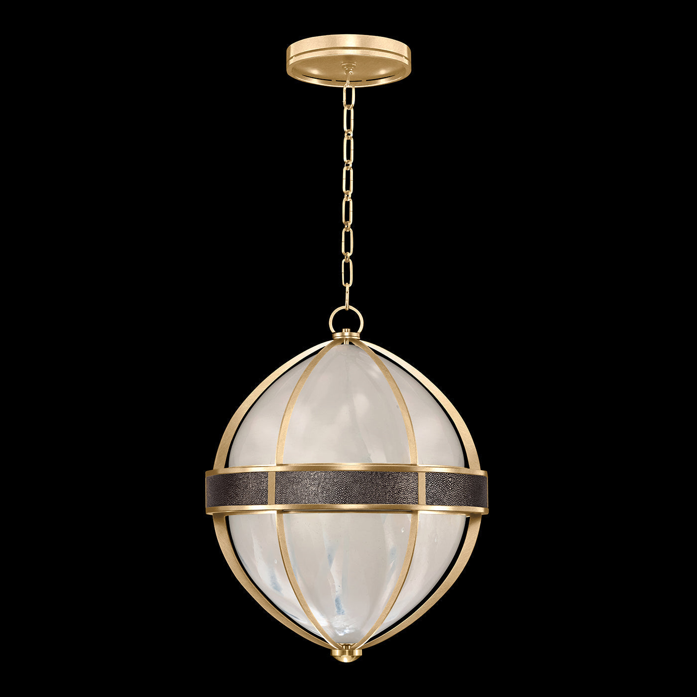 18.75-Inch Swirled Glass Pendant Light / Gold Leaf / Brass / Pebble