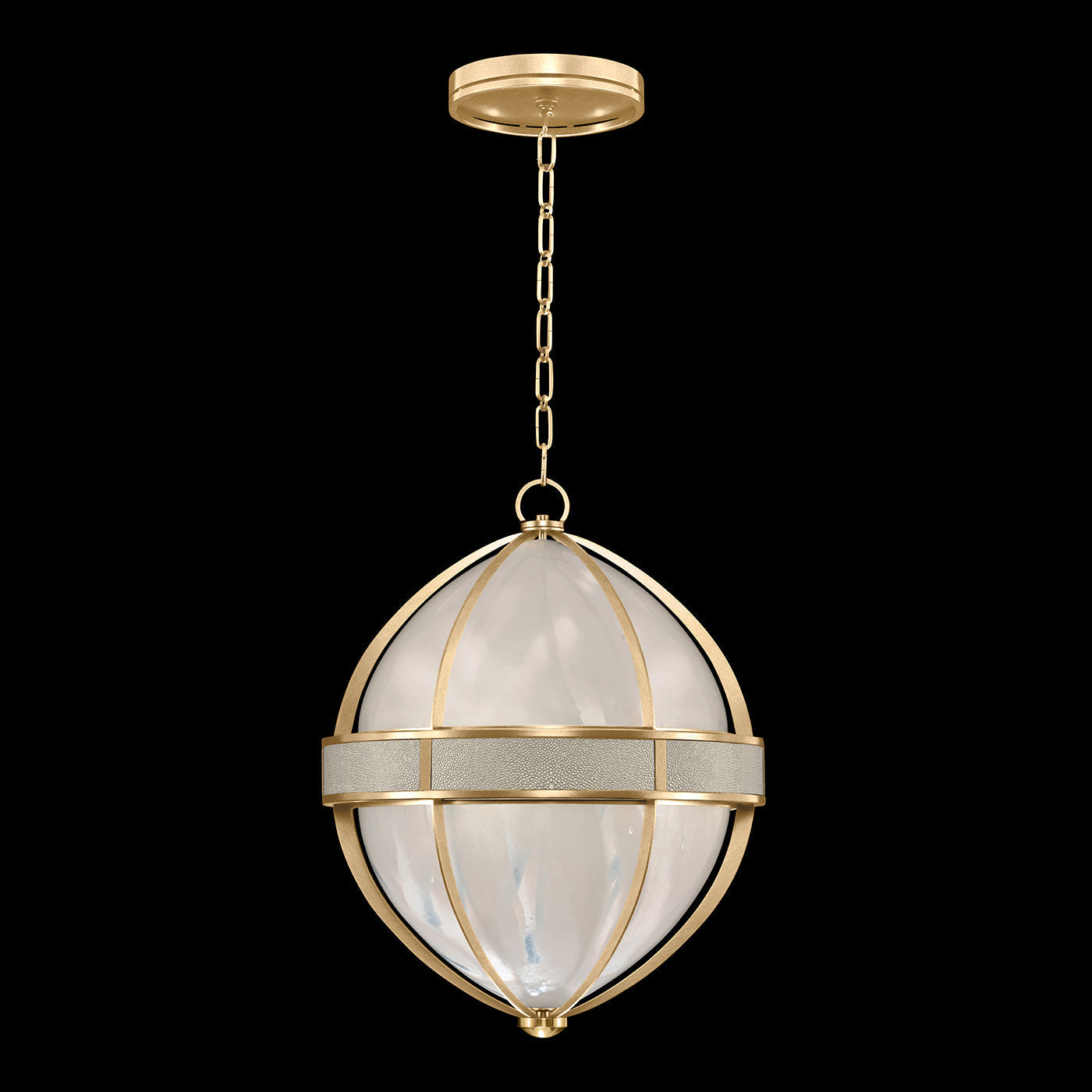 18.75-Inch Swirled Glass Pendant Light / Gold Leaf / Brass / Coco