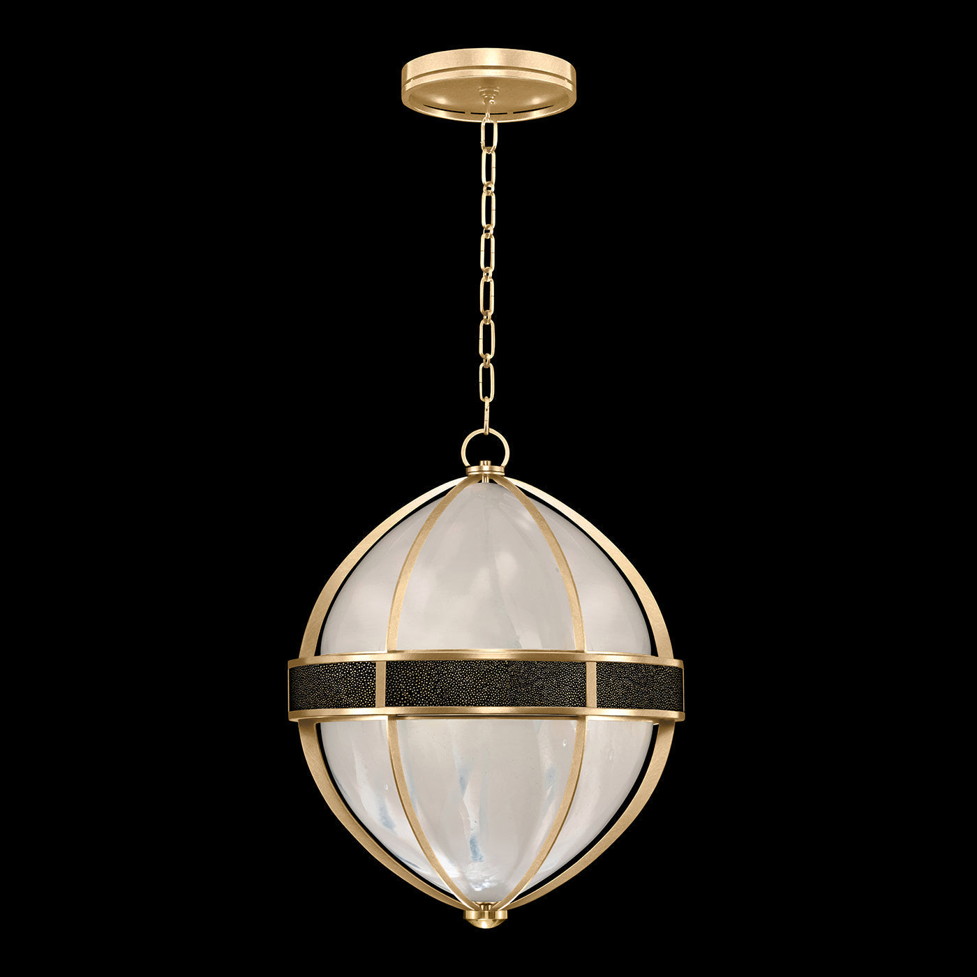 18.75-Inch Swirled Glass Pendant Light / Gold Leaf / Brass / Black Knight