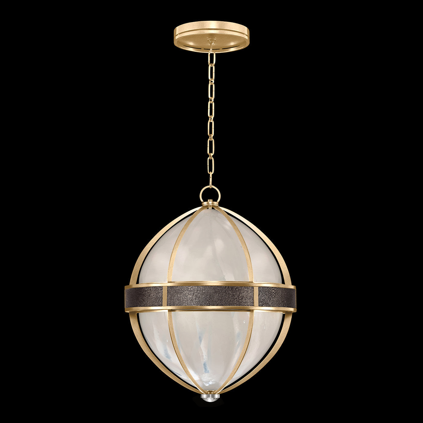 18.75-Inch Swirled Glass Pendant Light / Gold Leaf / Nickel / Pebble