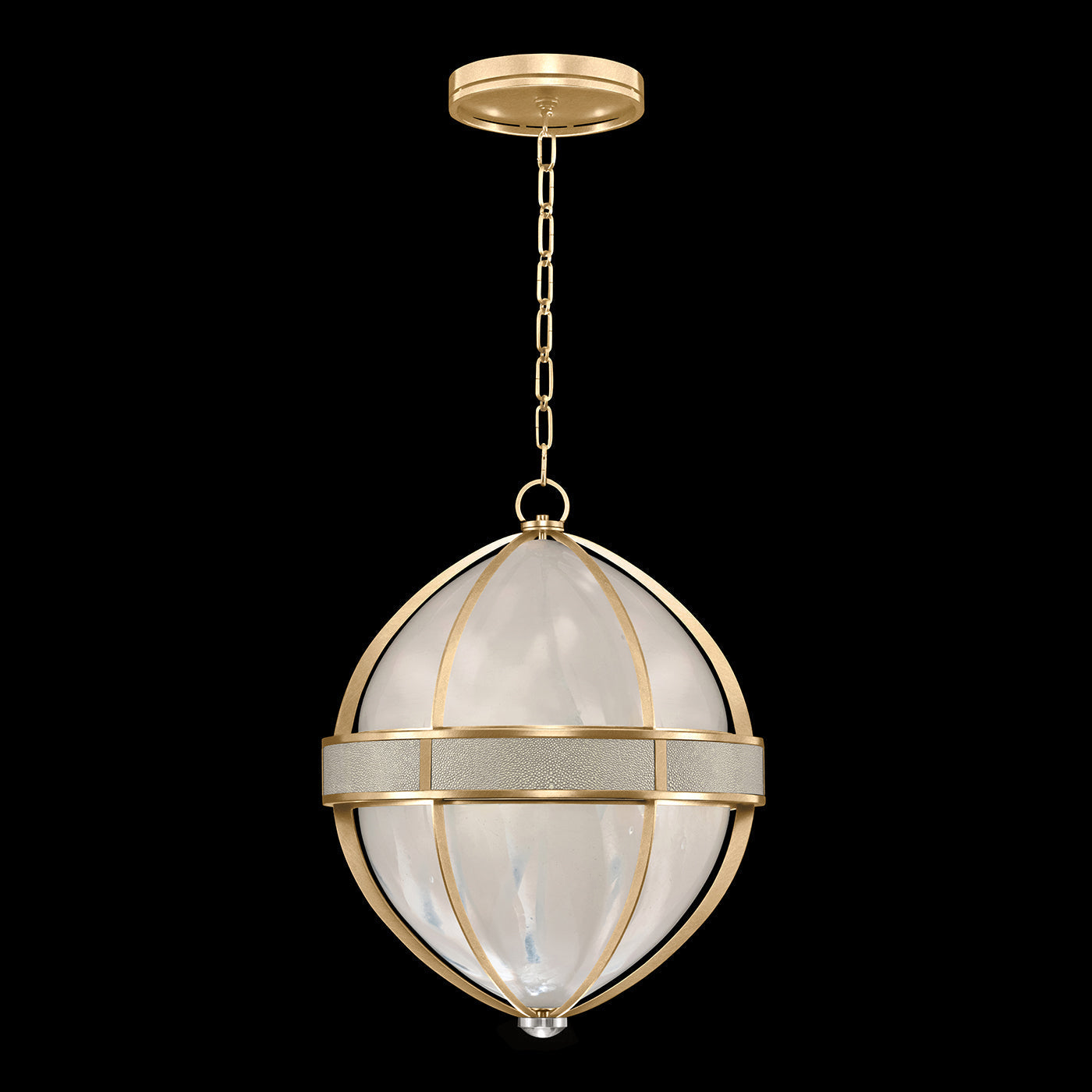 18.75-Inch Swirled Glass Pendant Light / Gold Leaf / Nickel / Coco