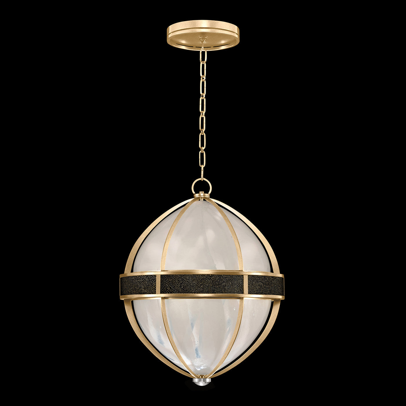 18.75-Inch Swirled Glass Pendant Light / Gold Leaf / Nickel / Black Knight