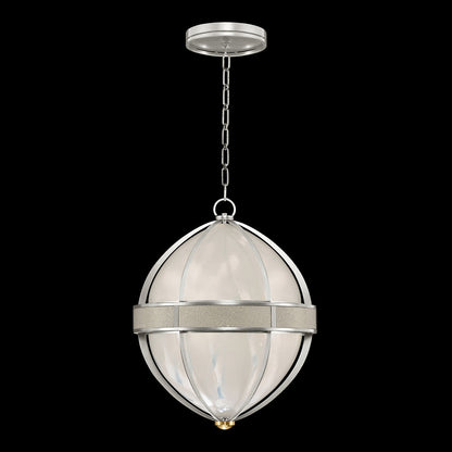 18.75-Inch Swirled Glass Pendant Light / Silver Leaf / Brass / Coco