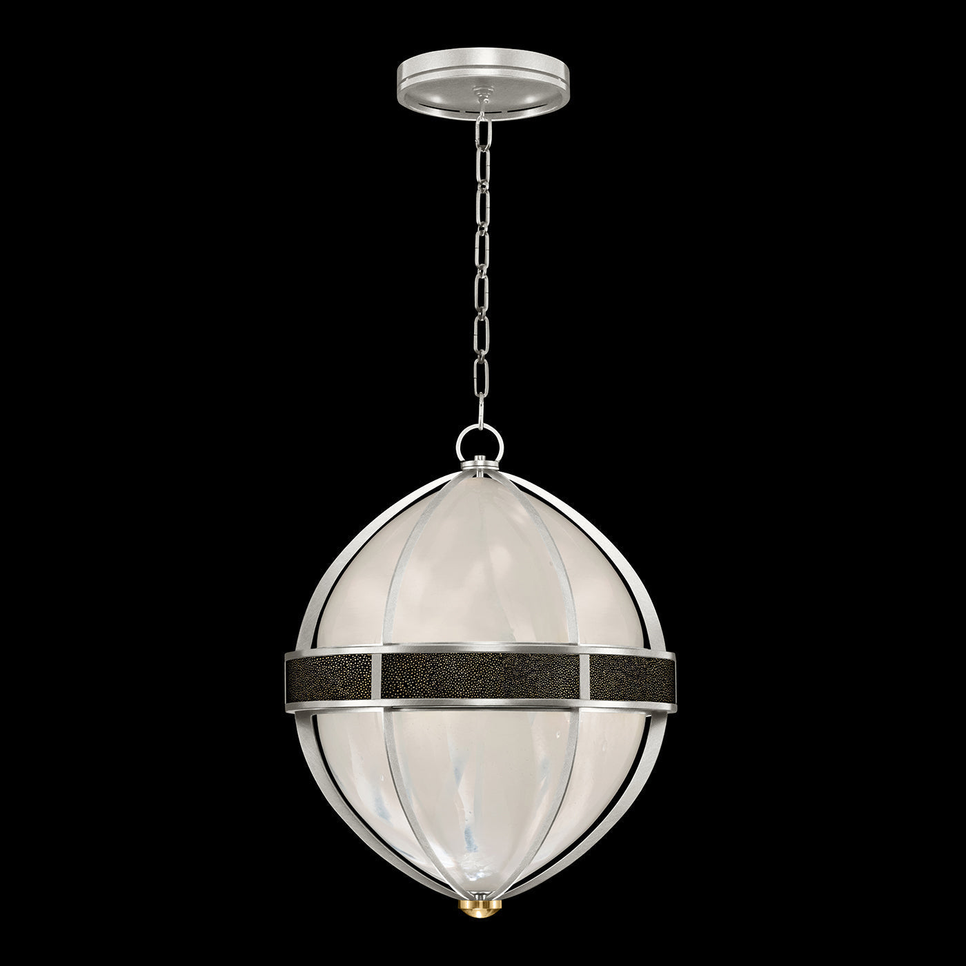 18.75-Inch Swirled Glass Pendant Light / Silver Leaf / Brass / Black Knight