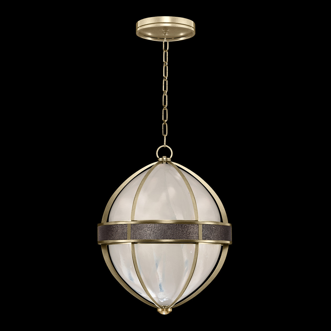 18.75-Inch Swirled Glass Pendant Light / Soft Gold Leaf / Brass / Pebble