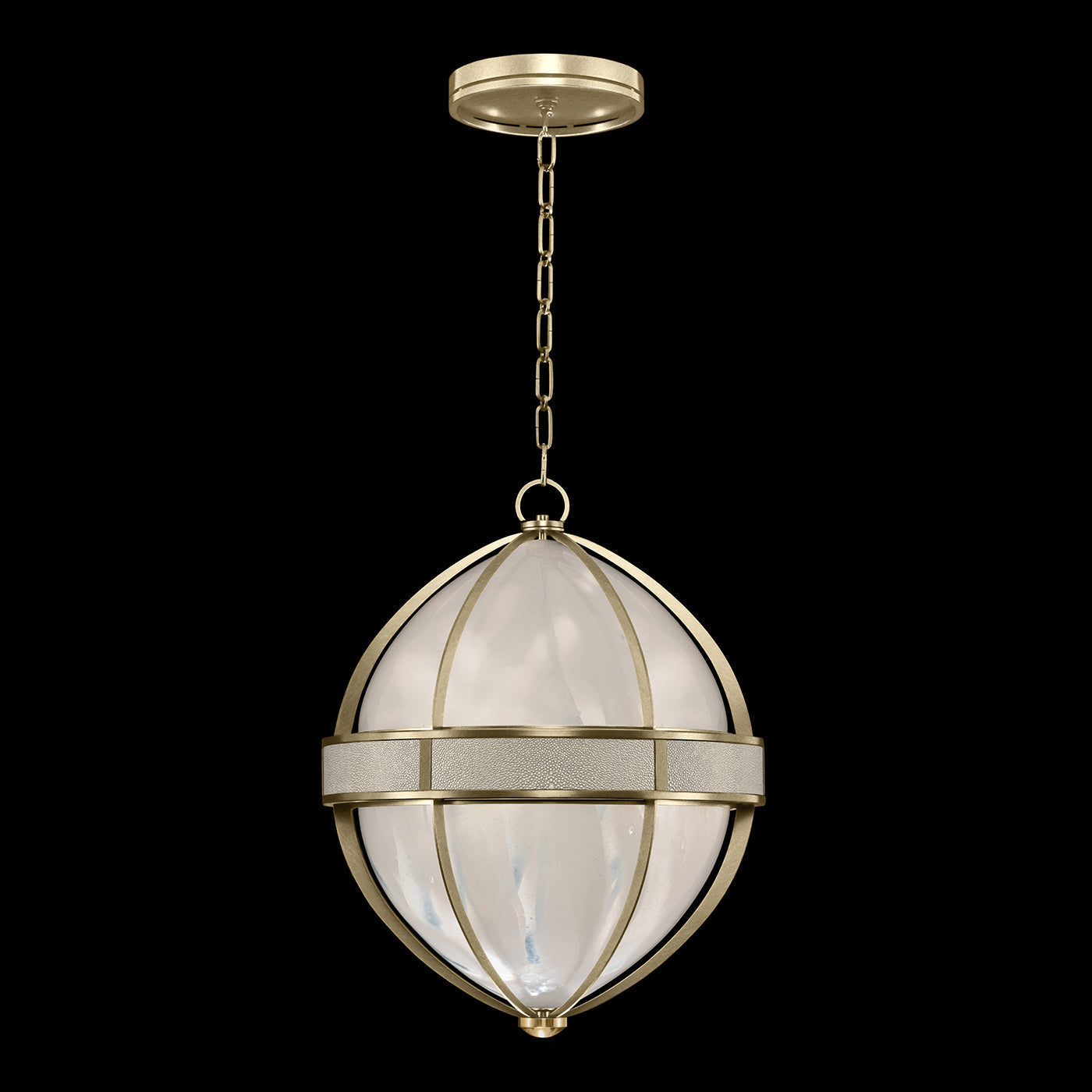 18.75-Inch Swirled Glass Pendant Light / Soft Gold Leaf / Brass / Coco