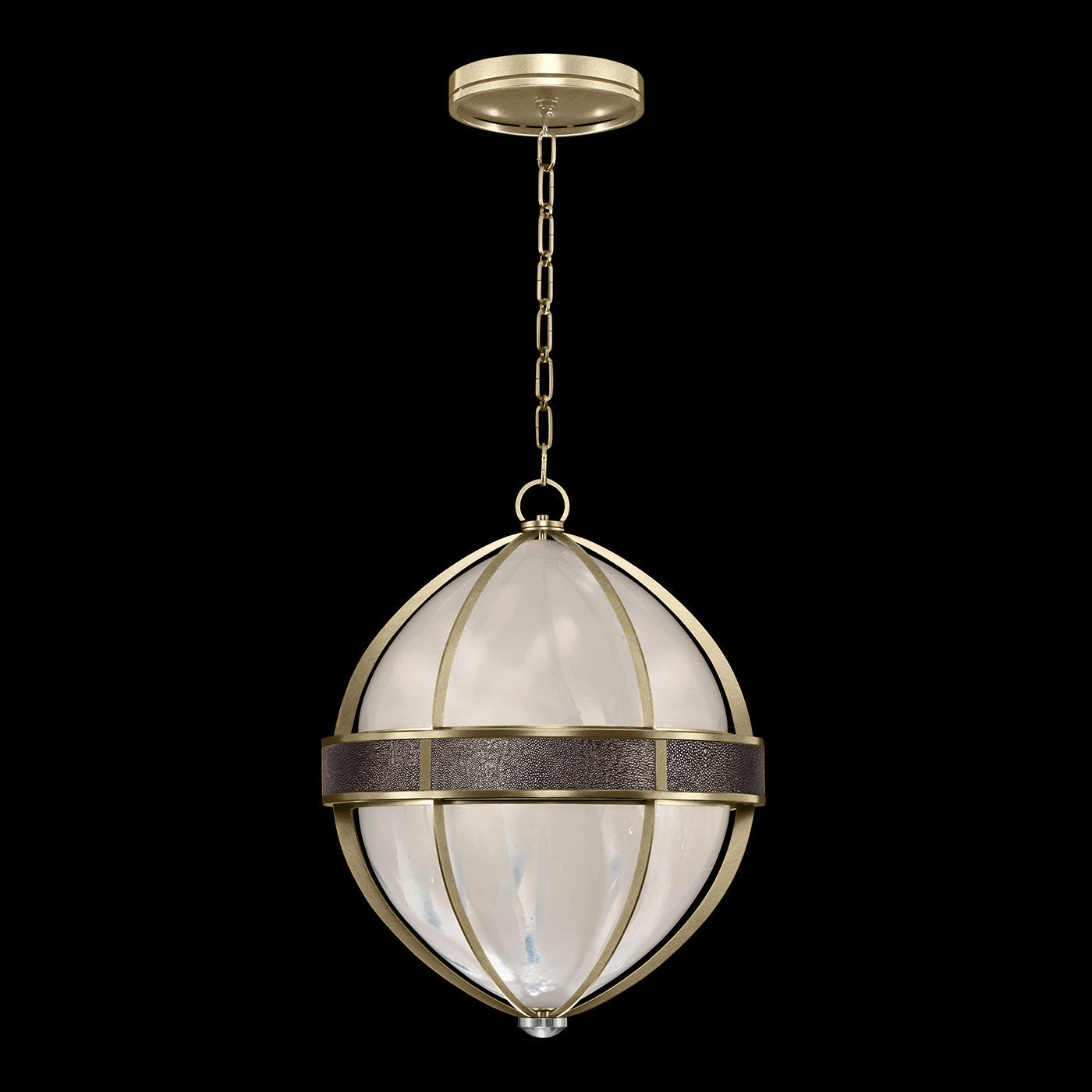 18.75-Inch Swirled Glass Pendant Light / Soft Gold Leaf / Nickel / Pebble