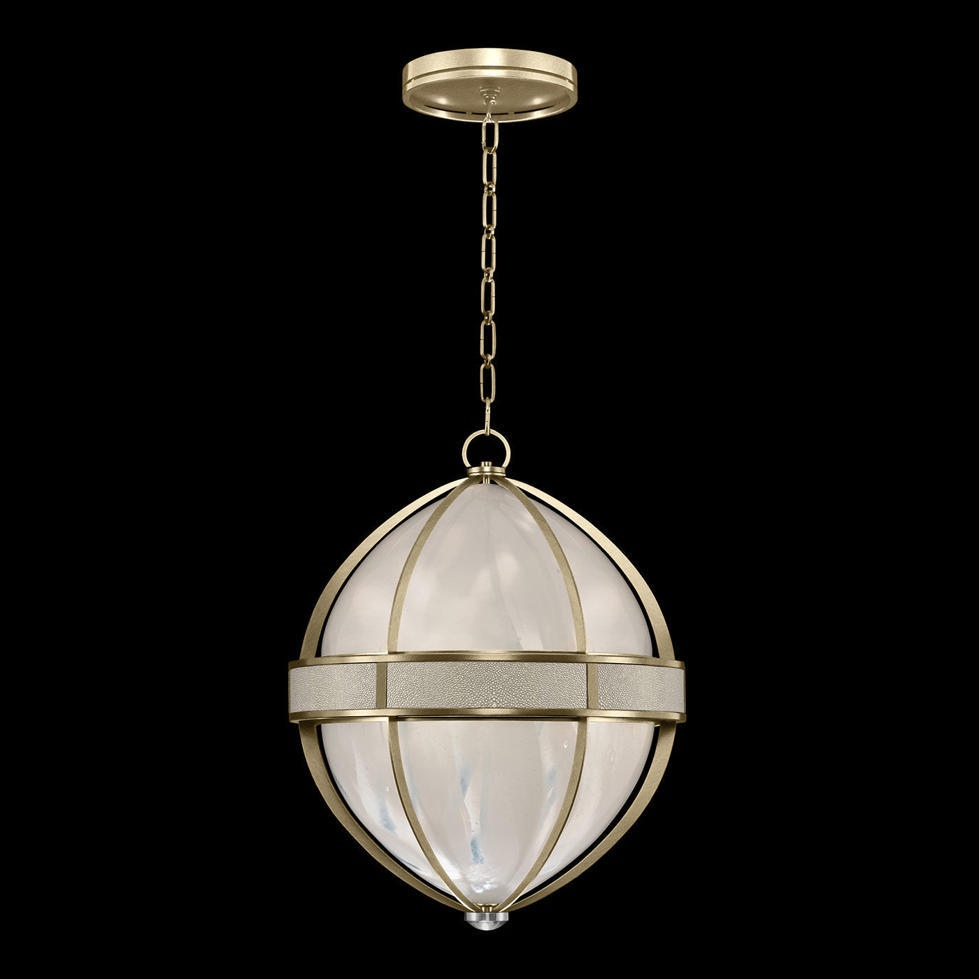 18.75-Inch Swirled Glass Pendant Light / Soft Gold Leaf / Nickel / Coco
