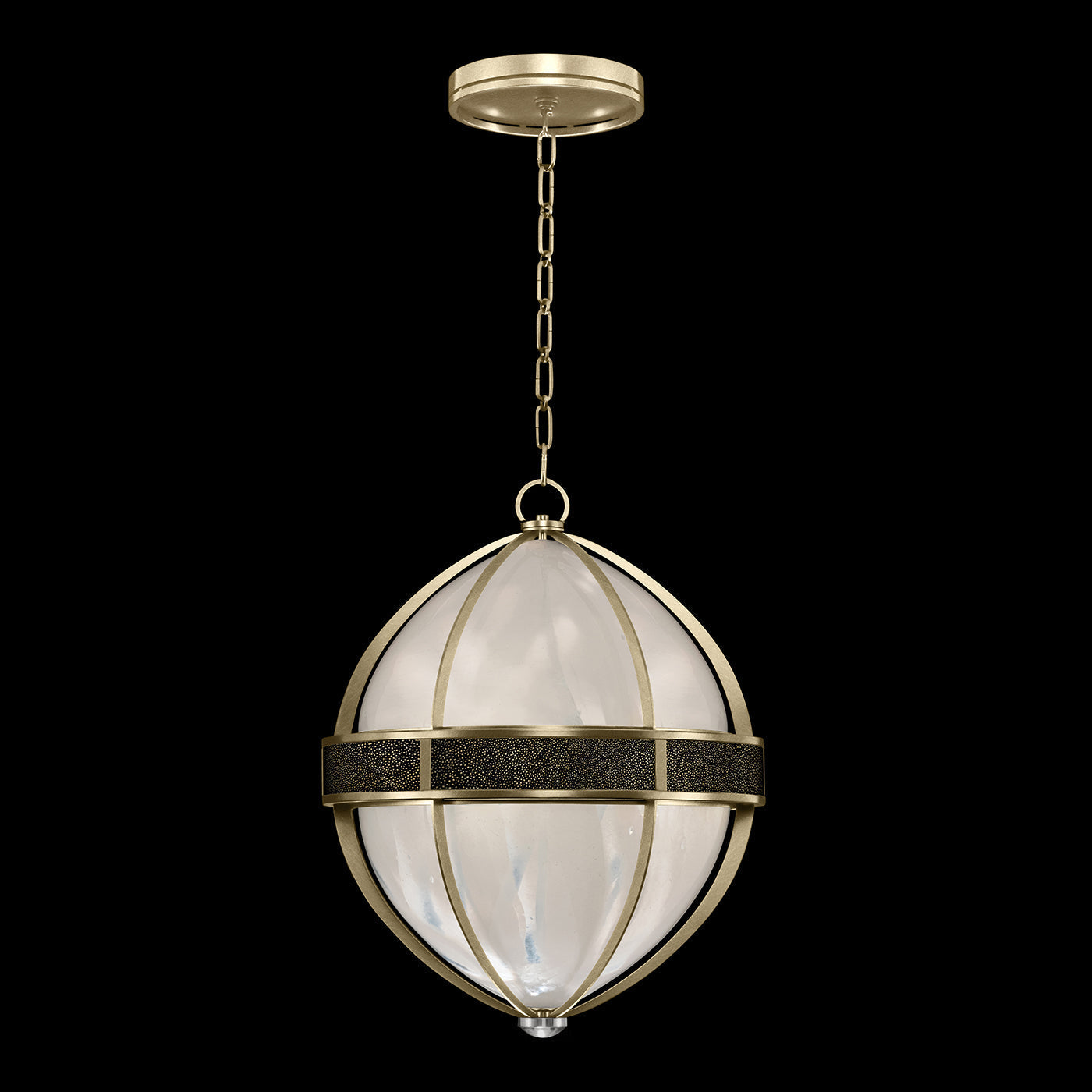 18.75-Inch Swirled Glass Pendant Light / Soft Gold Leaf / Nickel / Black Knight