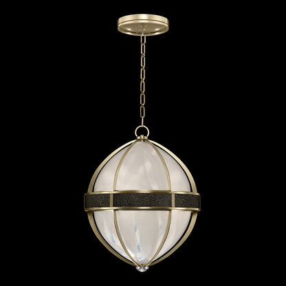18.75-Inch Swirled Glass Pendant Light / Soft Gold Leaf / Nickel / Black Knight
