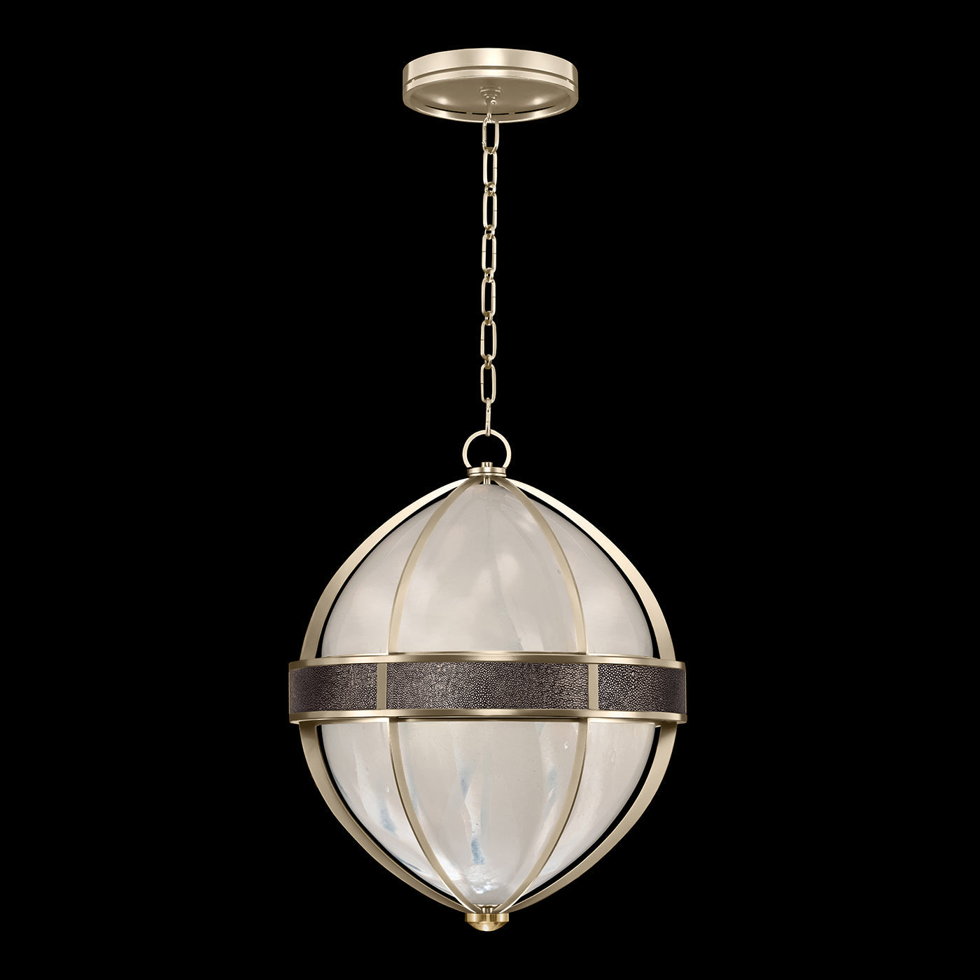 18.75-Inch Swirled Glass Pendant Light / Champagne / Brass / Pebble