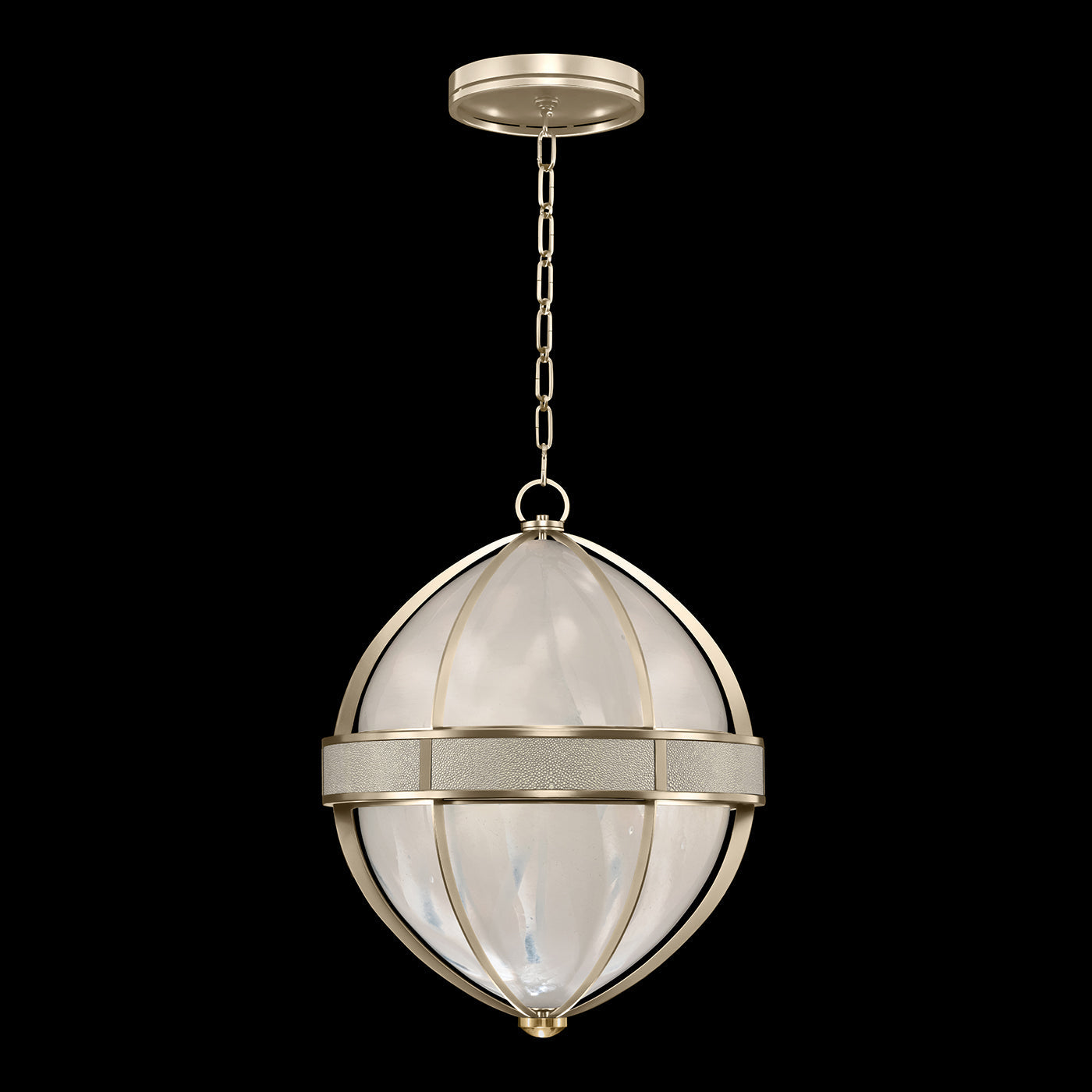 18.75-Inch Swirled Glass Pendant Light / Champagne / Brass / Coco