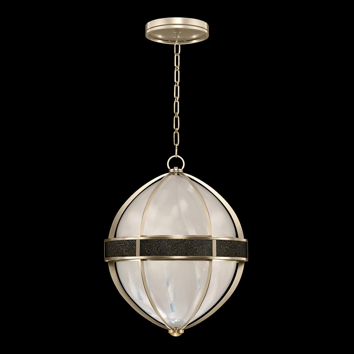 18.75-Inch Swirled Glass Pendant Light / Champagne / Brass / Black Knight