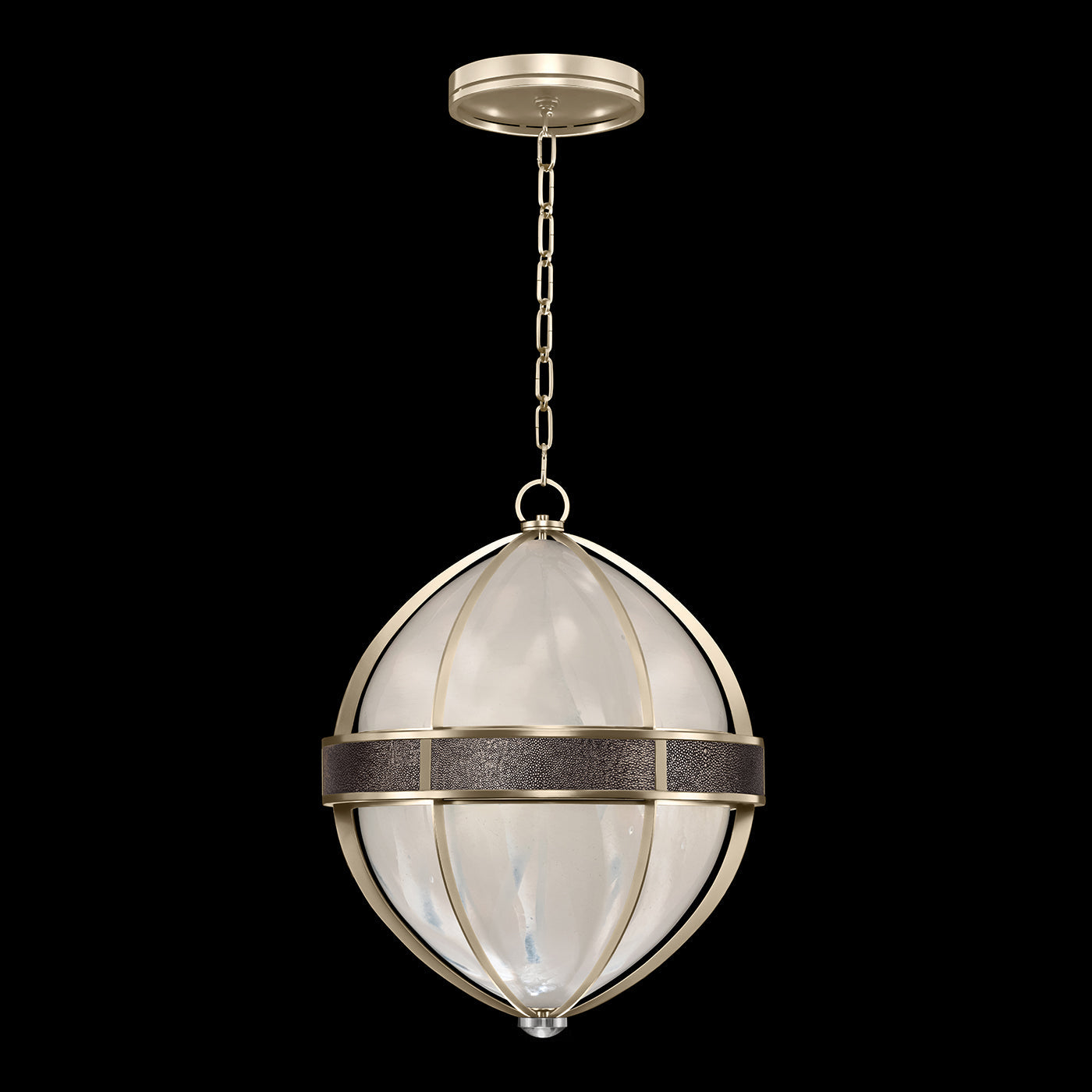 18.75-Inch Swirled Glass Pendant Light / Champagne / Nickel / Pebble