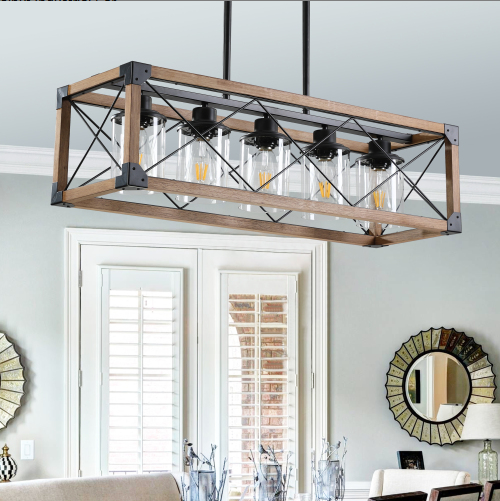 32-Inch Five-Light Farmhouse Pendant Chandelier