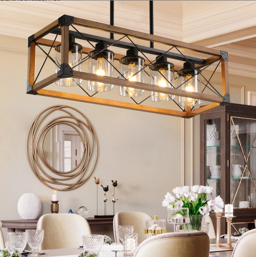 32-Inch Five-Light Farmhouse Pendant Chandelier