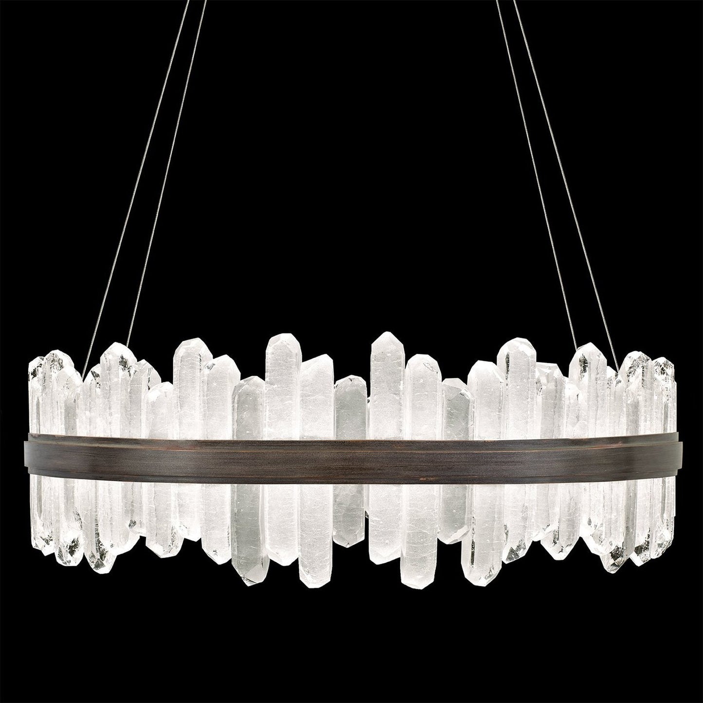 41-Inch Crystal Spire LED Pendant Light / Bronze