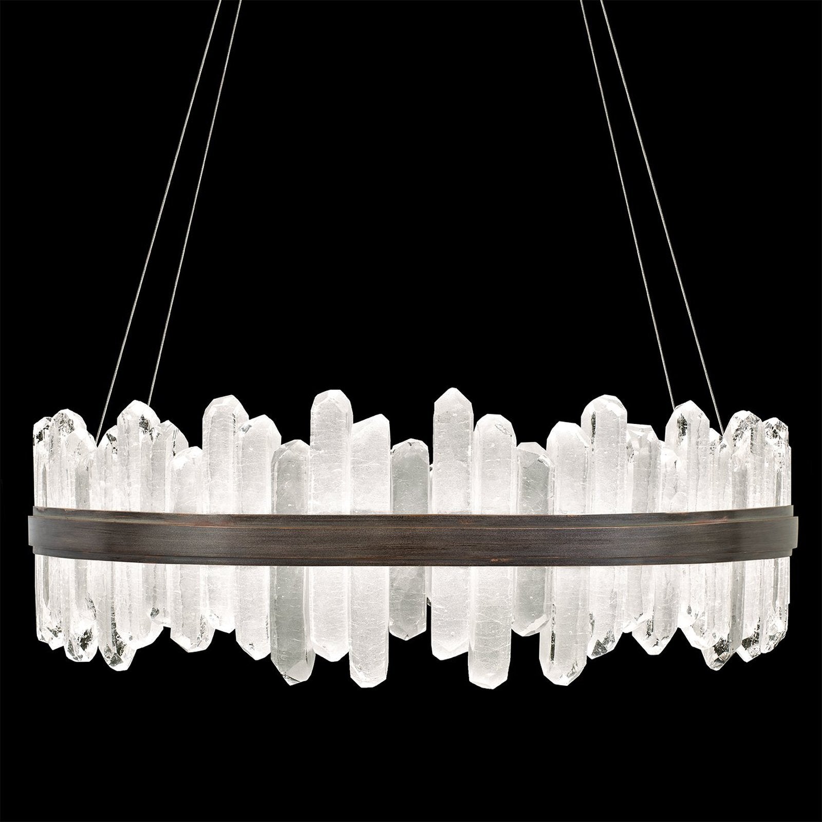 41-Inch Crystal Spire LED Pendant Light / Bronze