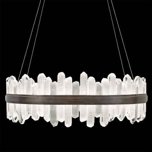 41-Inch Crystal Spire LED Pendant Light / Bronze