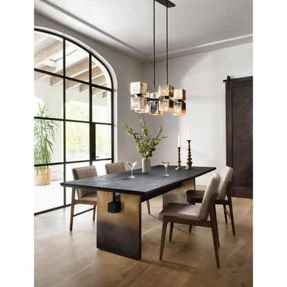 Adjustable Metallic Glass Linear Chandelier