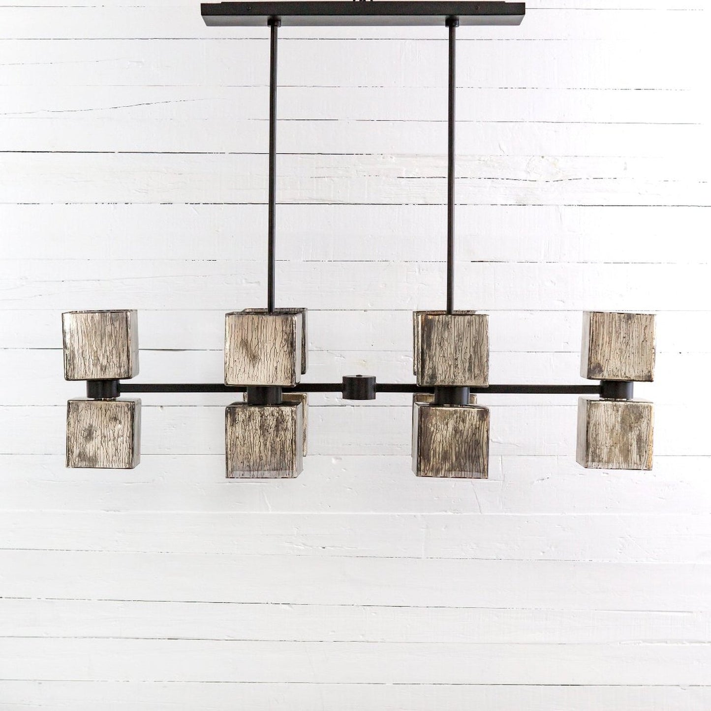 Adjustable Metallic Glass Linear Chandelier