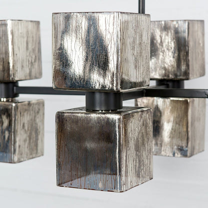 Adjustable Metallic Glass Linear Chandelier